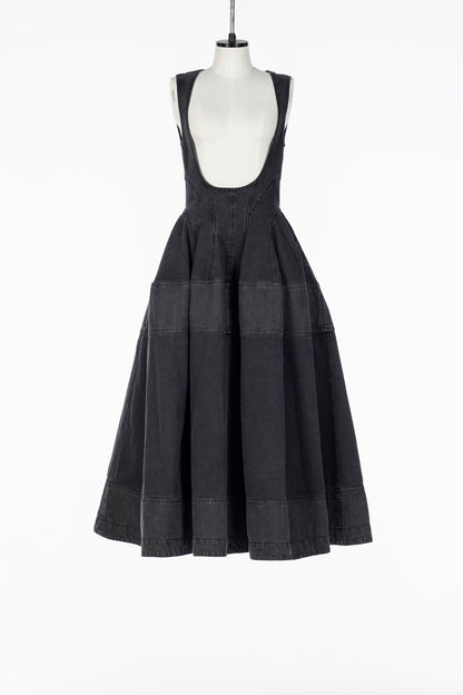ORGANIC COTTON PANELED DENIM DRESS - FETICO
