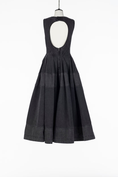 ORGANIC COTTON PANELED DENIM DRESS - FETICO