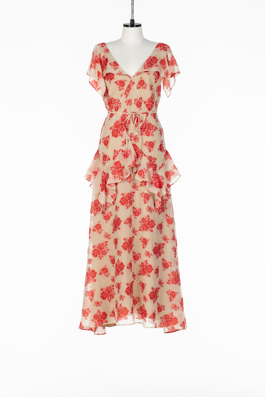 SHEER FLORAL JACQUARD DRESS - FETICO