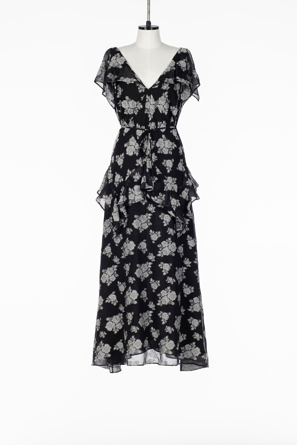 SHEER FLORAL JACQUARD DRESS - FETICO