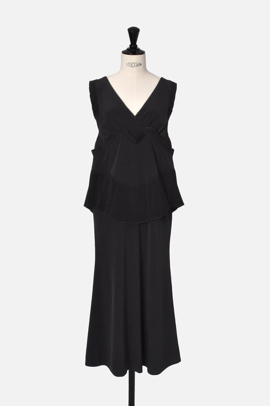 V NECK PEPLUM DRESS - FETICO