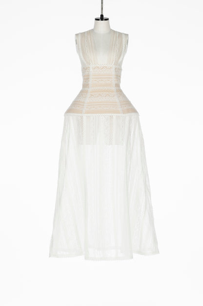 LACE PATCHWORK HALTER DRESS - FETICO