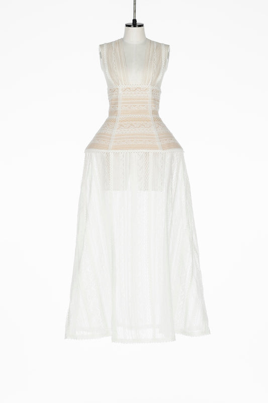 LACE PATCHWORK HALTER DRESS - FETICO
