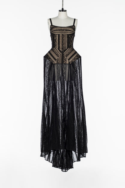 LACE PATCHWORK CAMI MAXI DRESS - FETICO