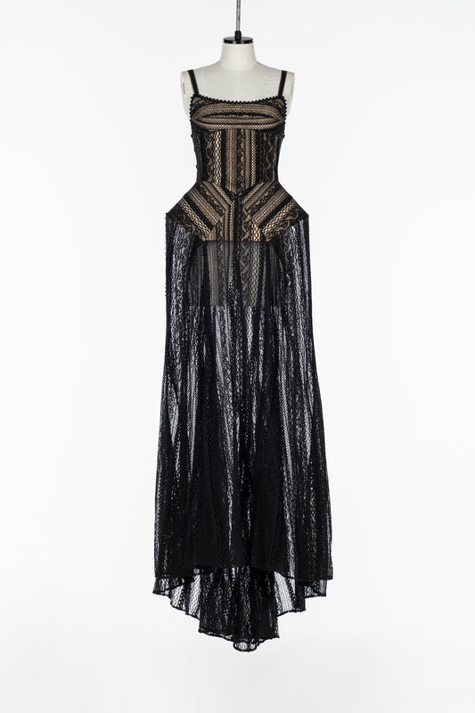 LACE PATCHWORK CAMI MAXI DRESS - FETICO