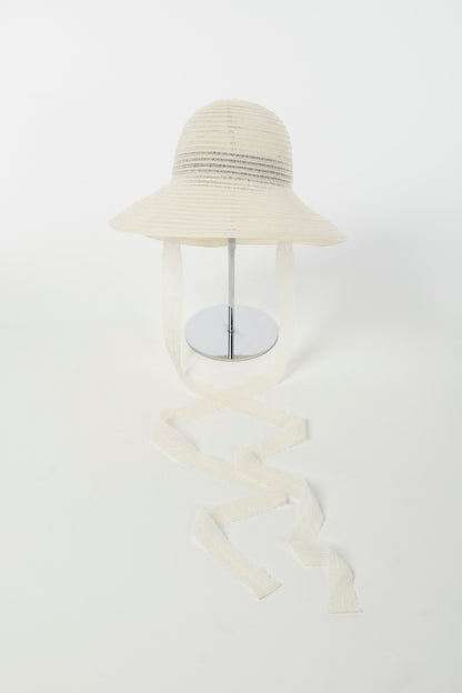 STRAW HAT WITH LACE RIBBON - FETICO