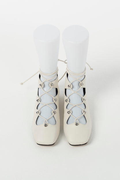 LEATHER LACE UP PUMPS - FETICO