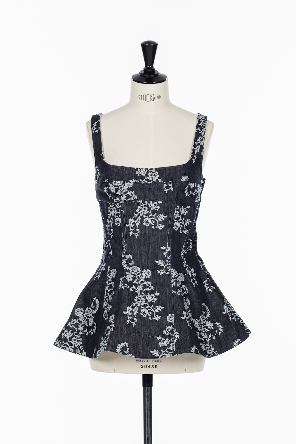LACE JACQUARD DENIM PEPLUM BUSTIER - FETICO