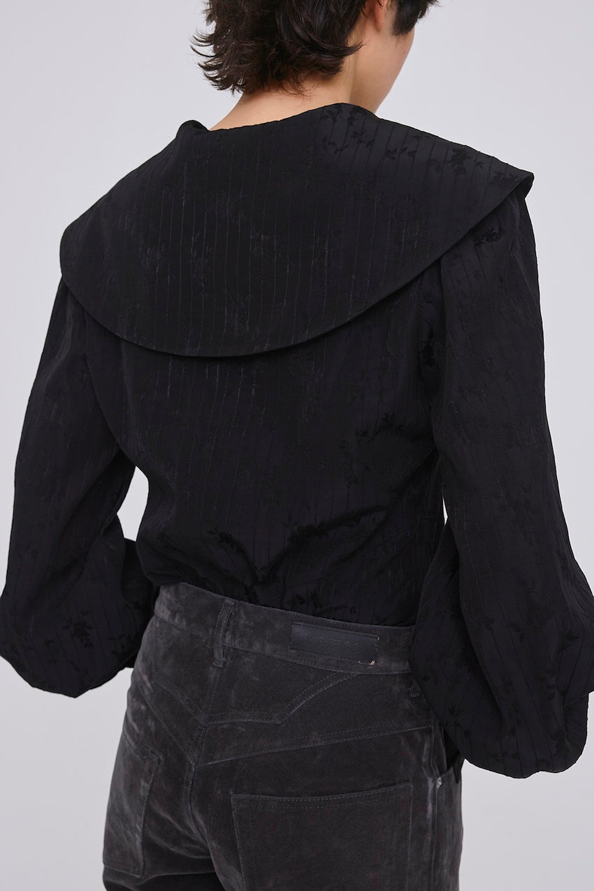 ROSE JACQUARD SAILOR COLLAR BLOUSE - FETICO