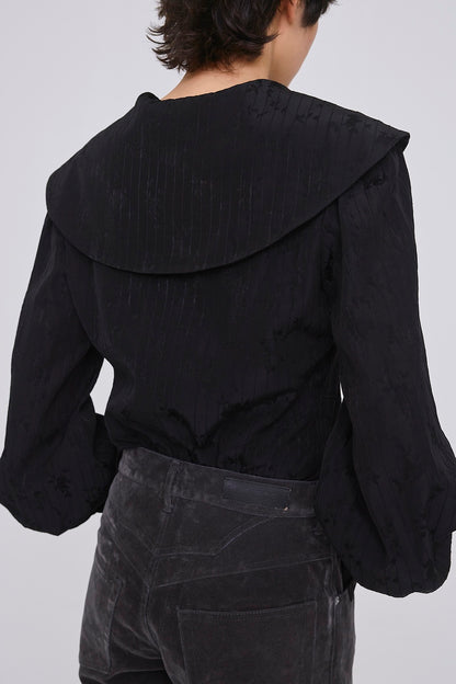 ROSE JACQUARD SAILOR COLLAR BLOUSE - FETICO