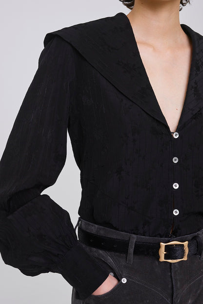 ROSE JACQUARD SAILOR COLLAR BLOUSE - FETICO