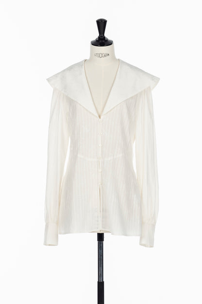 ROSE JACQUARD SAILOR COLLAR BLOUSE - FETICO