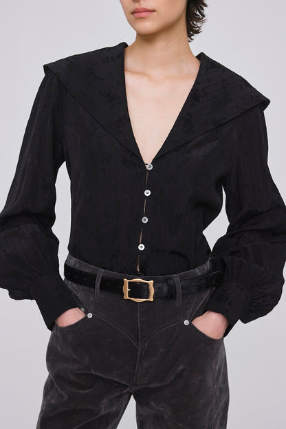 ROSE JACQUARD SAILOR COLLAR BLOUSE - FETICO