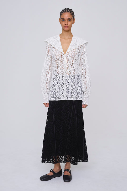 FLOCKED LACE FLARED SKIRT - FETICO