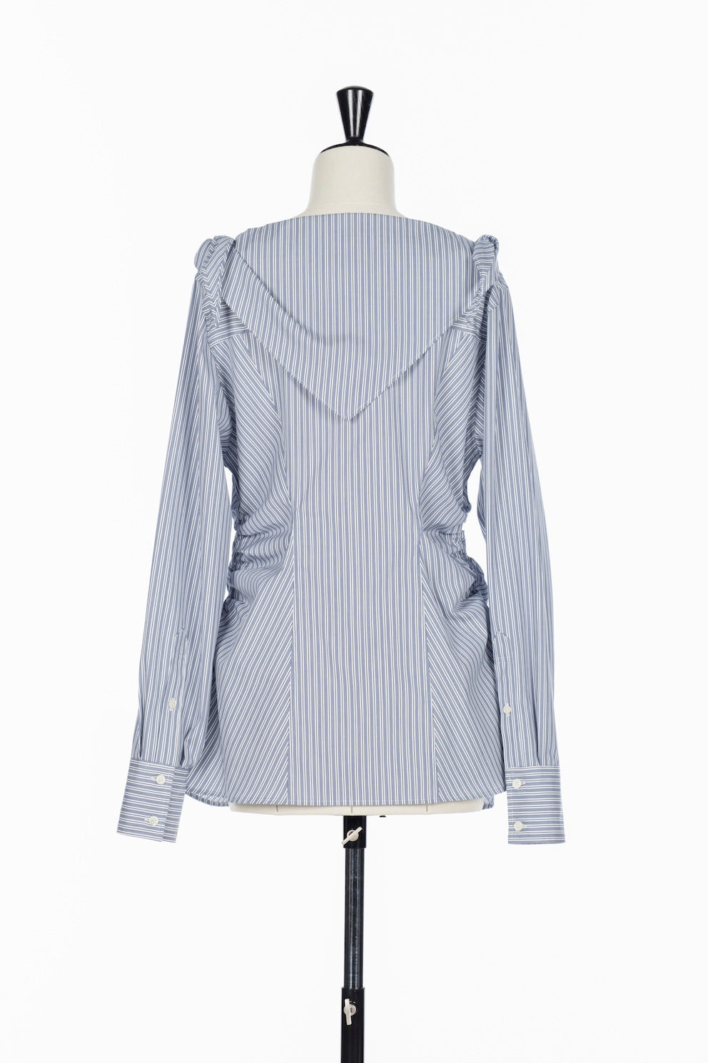 COTTON STRIPE SCARF COLLAR BLOUSE - FETICO