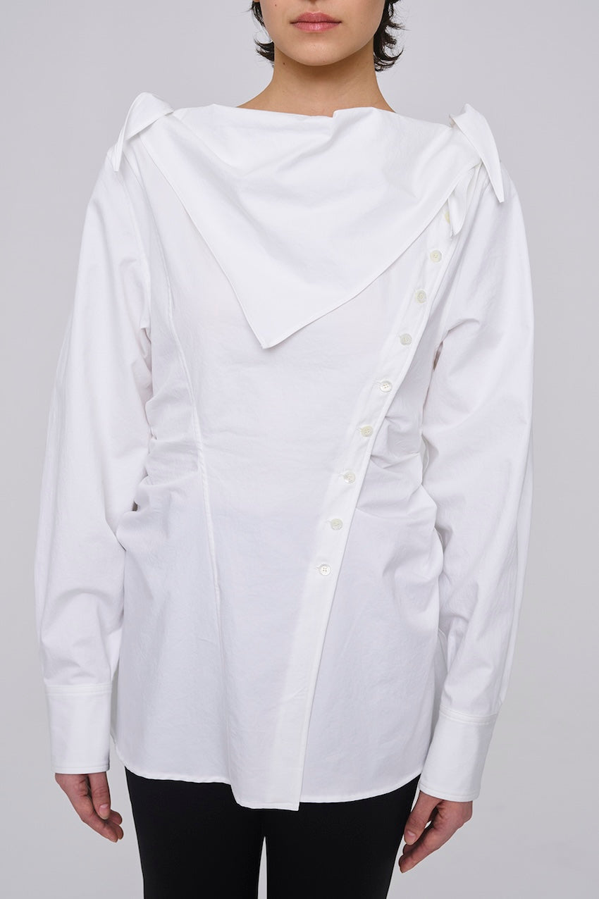 ORGANIC COTTON SCARF COLLAR BLOUSE - FETICO