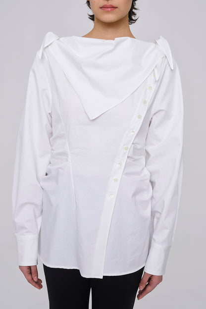 ORGANIC COTTON SCARF COLLAR BLOUSE - FETICO
