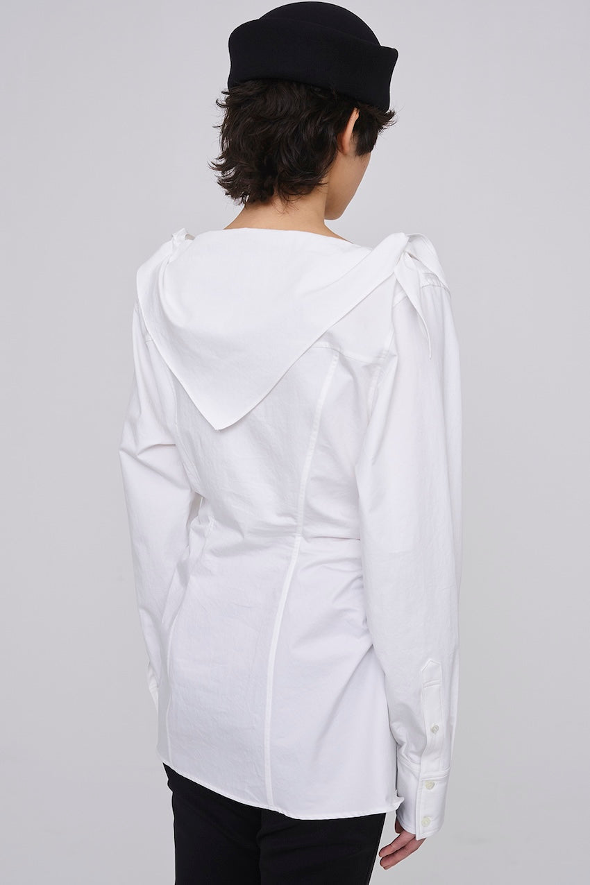 ORGANIC COTTON SCARF COLLAR BLOUSE - FETICO