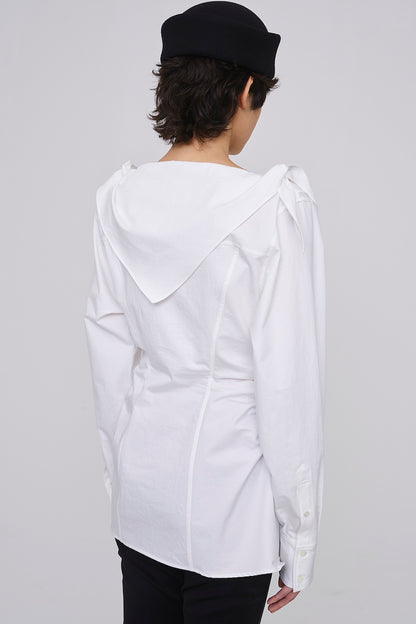 ORGANIC COTTON SCARF COLLAR BLOUSE - FETICO