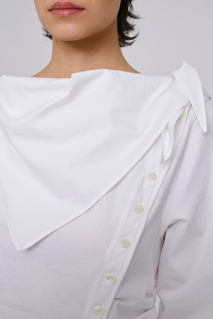 ORGANIC COTTON SCARF COLLAR BLOUSE - FETICO