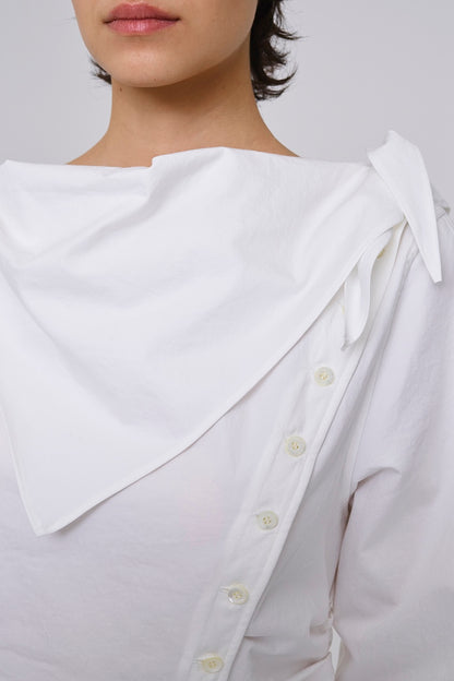 ORGANIC COTTON SCARF COLLAR BLOUSE - FETICO
