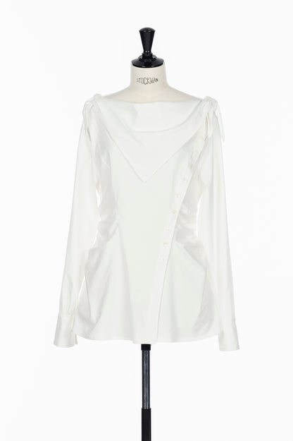 ORGANIC COTTON SCARF COLLAR BLOUSE - FETICO