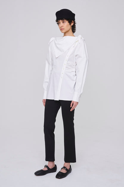 ORGANIC COTTON SCARF COLLAR BLOUSE - FETICO
