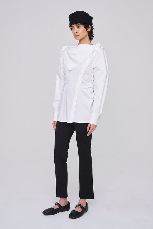 ORGANIC COTTON SCARF COLLAR BLOUSE - FETICO