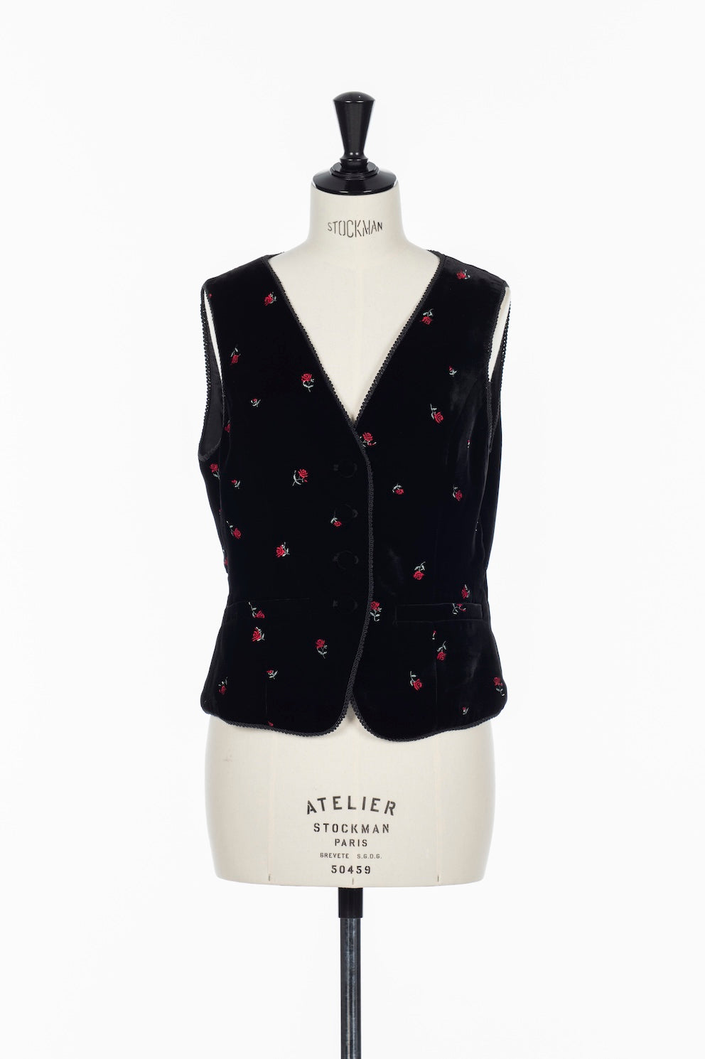 ROSE EMBROIDERED VELVET GILET - FETICO