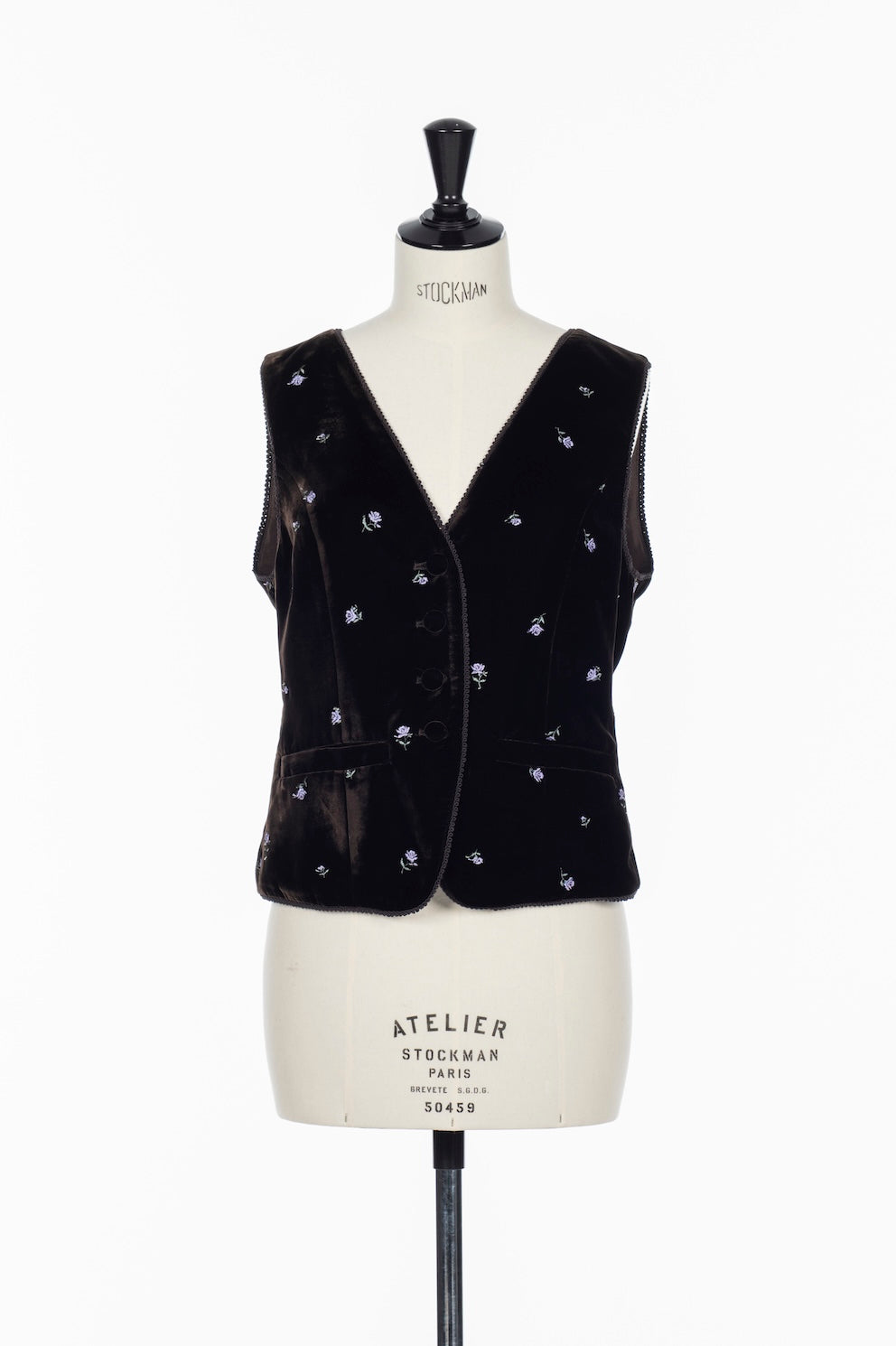 ROSE EMBROIDERED VELVET GILET - FETICO