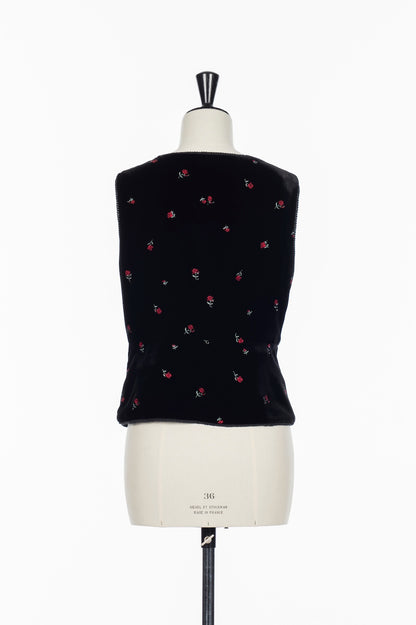 ROSE EMBROIDERED VELVET GILET - FETICO