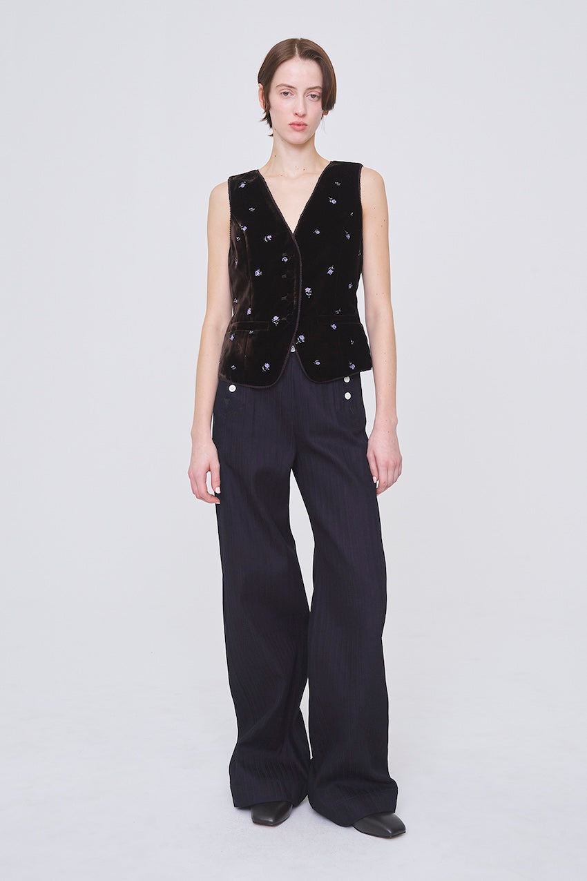 STRIPE JAQUARD DENIM SAILOR TROUSERS - FETICO