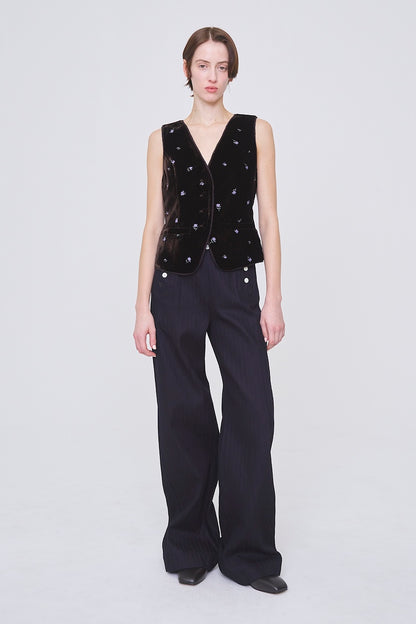 ROSE EMBROIDERED VELVET GILET - FETICO