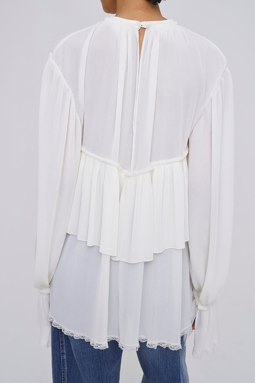 SHEER GEORGETTE PLEATED BLOUSE - FETICO