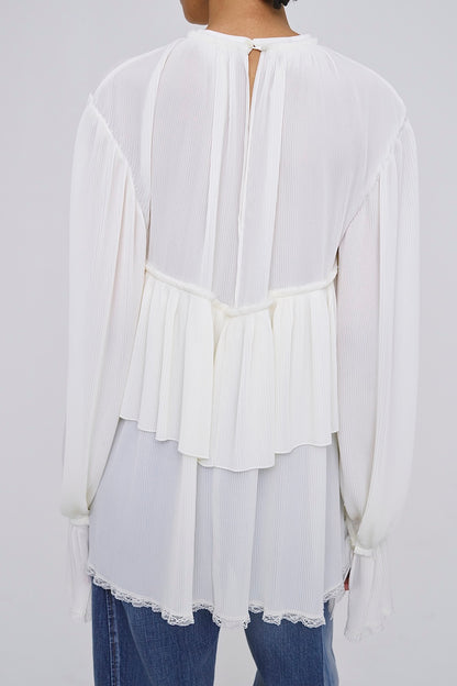 SHEER GEORGETTE PLEATED BLOUSE - FETICO
