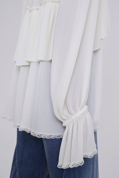 SHEER GEORGETTE PLEATED BLOUSE - FETICO