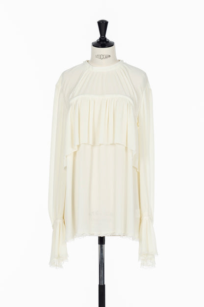 SHEER GEORGETTE PLEATED BLOUSE - FETICO