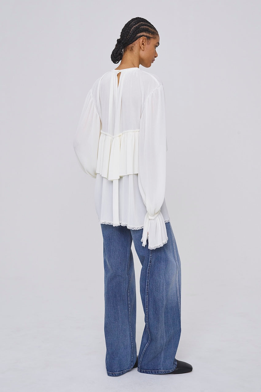 SHEER GEORGETTE PLEATED BLOUSE - FETICO