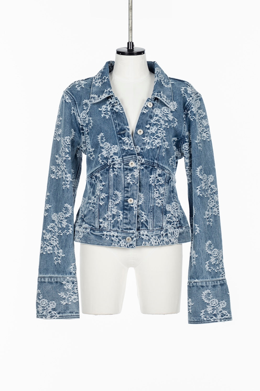 LACE JACQUARD SKIPPER DENIM JACKET - FETICO