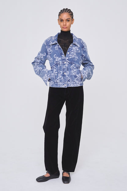 LACE JACQUARD SKIPPER DENIM JACKET - FETICO