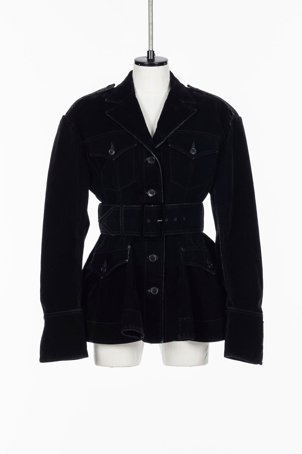 FLOCKED DENIM BELTED JACKET - FETICO