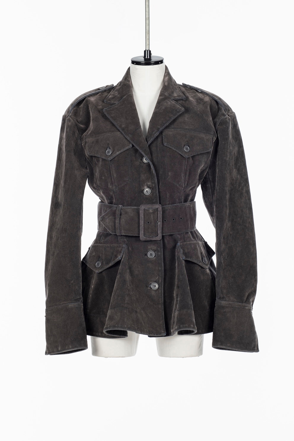 FLOCKED DENIM BELTED JACKET - FETICO