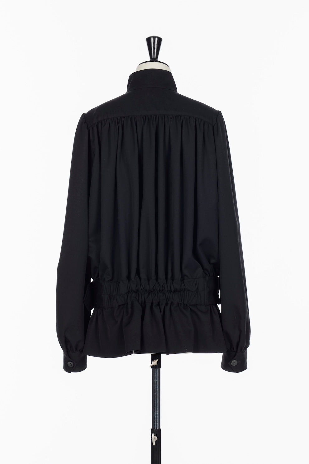 FINE WOOL SUITING GATHERED BELTED BLOUSON - FETICO