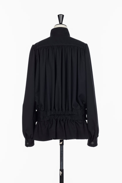 FINE WOOL SUITING GATHERED BELTED BLOUSON - FETICO