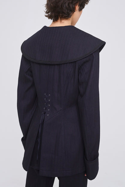 STRIPE JAQUARD DENIM SAILOR JACKET - FETICO