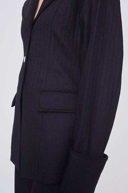 STRIPE JAQUARD DENIM SAILOR JACKET - FETICO