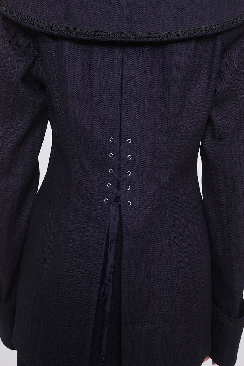 STRIPE JAQUARD DENIM SAILOR JACKET - FETICO