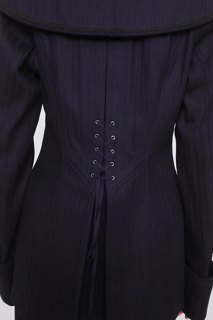 STRIPE JAQUARD DENIM SAILOR JACKET - FETICO