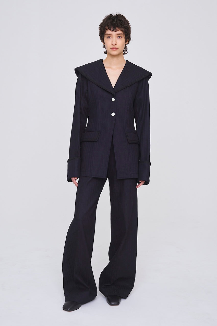 STRIPE JAQUARD DENIM SAILOR JACKET - FETICO