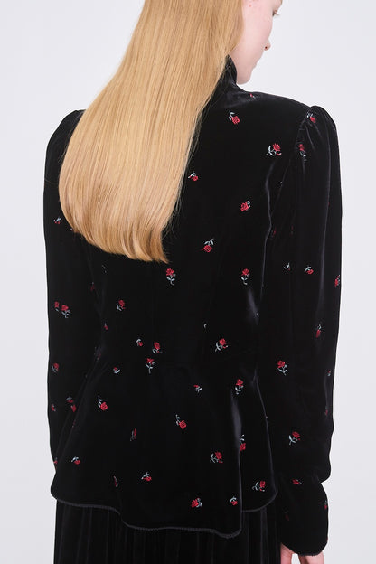 ROSE EMBROIDERED VELVET JACKET - FETICO